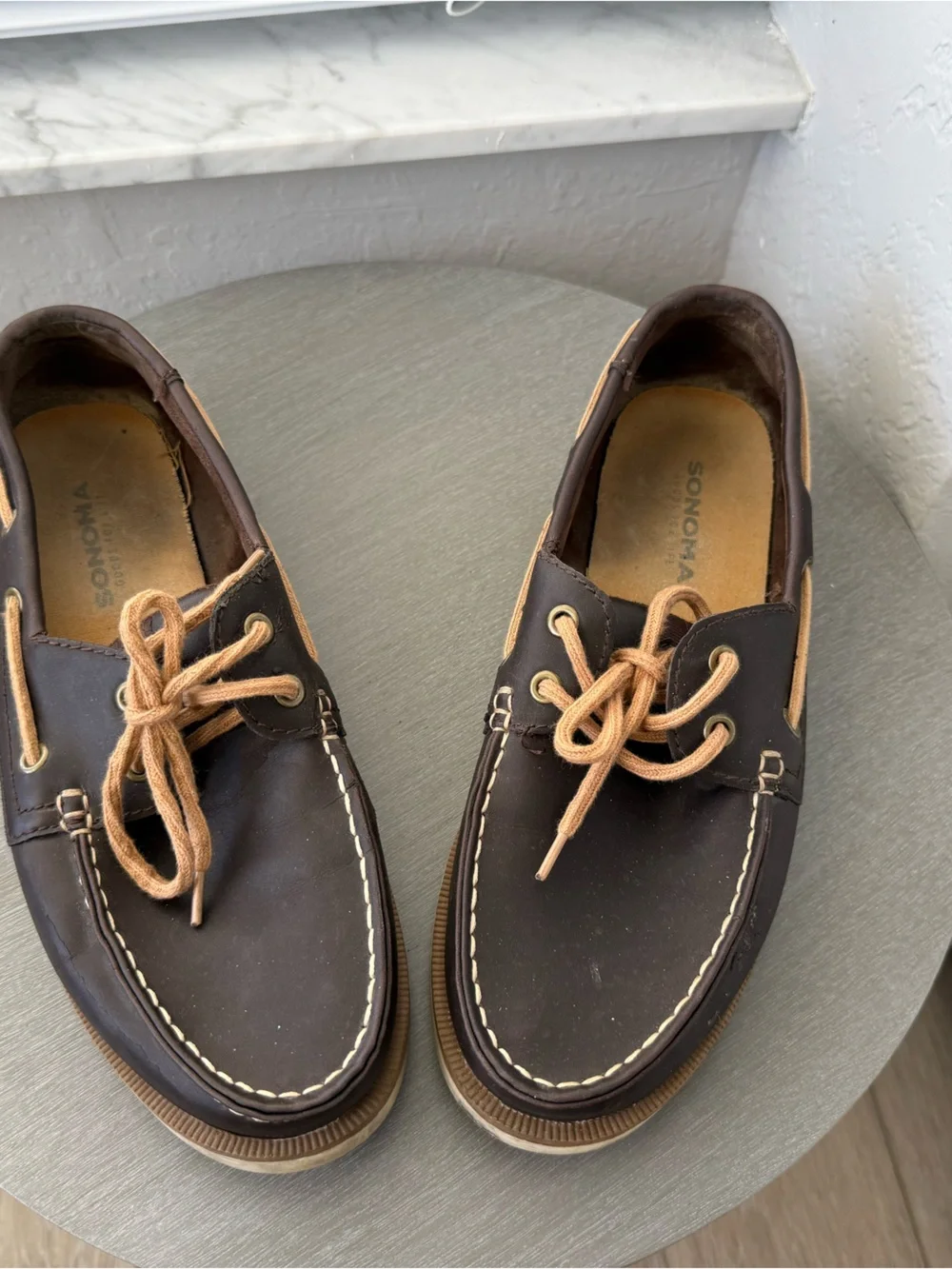 Sonoma Men’s Boat Shoes Size 8.5 Wide Brown Faux Leather Loafers Kohl's